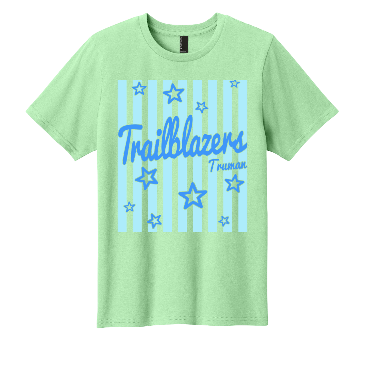 Fuzzy Striped Trailblazers Port & Co S/S Tee (Kids)