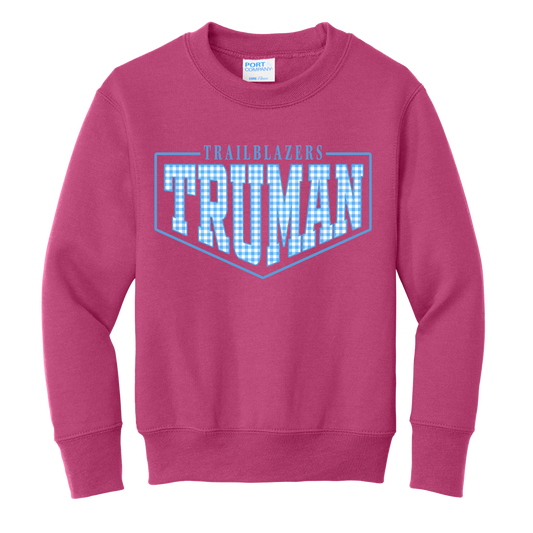 Truman Gingham Fleece Crew Sweatshirt (Kids)