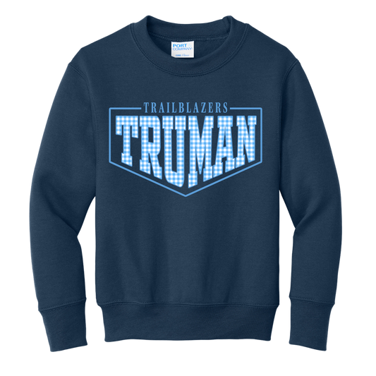 Truman Gingham Fleece Crew Sweatshirt (Kids)